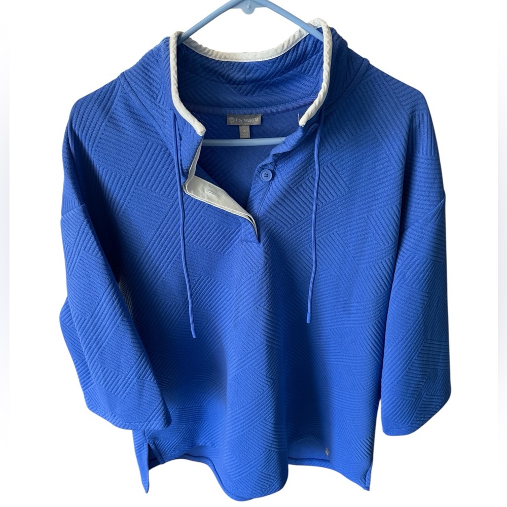 T by Talbots 3/4 Sleeve Knit Quarter Button Pullover Size X